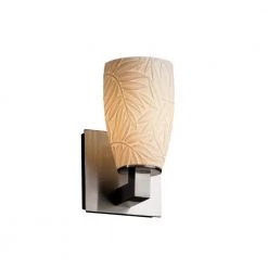 Limoges Modular Family Aged Brass Sconce with Banana Leaf Impression Translucent Porcelain Shade by Justice Design