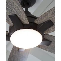 Lowden Smart 60 in. LED Indoor/Outdoor Aged Pewter Ceiling Fan with Light Kit, Remote Control and Reversible Motor by Monte Carlo -Justice Design Sales aged pewter monte carlo ceiling fans with lights 5lwdsm60agpd 44 1000