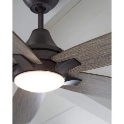 Lowden Smart 60 in. LED Indoor/Outdoor Aged Pewter Ceiling Fan with Light Kit, Remote Control and Reversible Motor by Monte Carlo -Justice Design Sales aged pewter monte carlo ceiling fans with lights 5lwdsm60agpd 76 1000