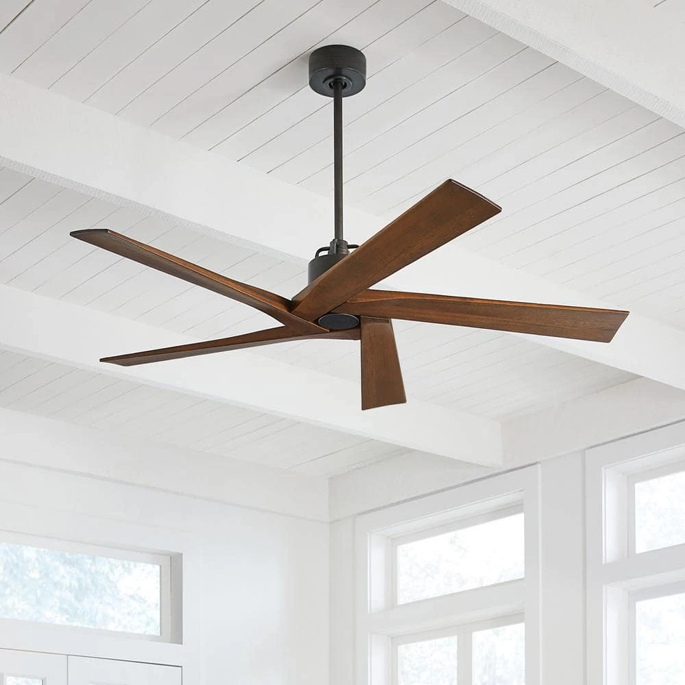 Aspen 56 in. Indoor/Outdoor Aged Pewter Ceiling Fan with Dark Walnut Blade and Remote Control by Monte Carlo 4 Aspen 56 in. Indoor/Outdoor Aged Pewter Ceiling Fan with Dark Walnut Blade and Remote Control by Monte Carlo - Image 2
