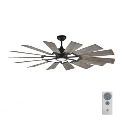 Prairie 62 in. LED Indoor/Outdoor Aged Pewter Ceiling Fan with Light Grey Weathered Oak Blades, Light Kit and Remote by Monte Carlo
