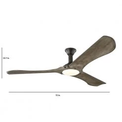 Minimalist Max 72 in. LED Indoor/Outdoor Aged Pewter Ceiling Fan with Light Grey Weathered Oak Blades and Remote Control by Monte Carlo -Justice Design Sales aged pewter with light grey weathered oak blades monte carlo ceiling fans with lights 3mnlr72agpd v1 4f 1000