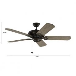York 52 in. Indoor Aged Pewter Ceiling Fan with Light Grey Weathered Oak Blades with Pull Chain by Monte Carlo -Justice Design Sales aged pewter with light grey weathered oak blades monte carlo ceiling fans without lights 5yk52agp 4f 1000
