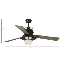 Boynton 54 in. LED Indoor/Outdoor Antique Bronze Ceiling Fan with Light Grey Weathered Oak Blades, Light Kit and Remote by Monte Carlo -Justice Design Sales antique bronze with light grey weathered oak blades monte carlo ceiling fans with lights 3btr54anbzd 31 1000