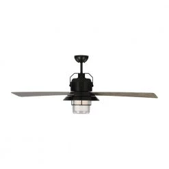 Boynton 54 in. LED Indoor/Outdoor Antique Bronze Ceiling Fan with Light Grey Weathered Oak Blades, Light Kit and Remote by Monte Carlo -Justice Design Sales antique bronze with light grey weathered oak blades monte carlo ceiling fans with lights 3btr54anbzd 76 1000