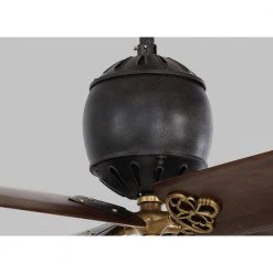 Volta 60 in. Indoor Antique Iron with Hand-Rubbed Antique Brass Ceiling Fan with Remote Control by Monte Carlo -Justice Design Sales antique iron monte carlo ceiling fans without lights 4gir60atihab 1d 1000