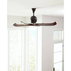 Volta 60 in. Indoor Antique Iron with Hand-Rubbed Antique Brass Ceiling Fan with Remote Control by Monte Carlo -Justice Design Sales antique iron monte carlo ceiling fans without lights 4gir60atihab 40 1000