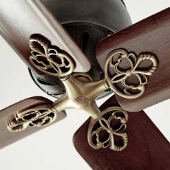 Volta 60 in. Indoor Antique Iron with Hand-Rubbed Antique Brass Ceiling Fan with Remote Control by Monte Carlo -Justice Design Sales antique iron monte carlo ceiling fans without lights 4gir60atihab 66 1000