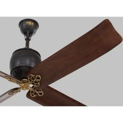 Volta 60 in. Indoor Antique Iron with Hand-Rubbed Antique Brass Ceiling Fan with Remote Control by Monte Carlo -Justice Design Sales antique iron monte carlo ceiling fans without lights 4gir60atihab 76 1000