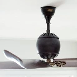 Volta 60 in. Indoor Antique Iron with Hand-Rubbed Antique Brass Ceiling Fan with Remote Control by Monte Carlo -Justice Design Sales antique iron monte carlo ceiling fans without lights 4gir60atihab 77 1000