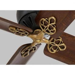 Volta 60 in. Indoor Antique Iron with Hand-Rubbed Antique Brass Ceiling Fan with Remote Control by Monte Carlo -Justice Design Sales antique iron monte carlo ceiling fans without lights 4gir60atihab a0 1000