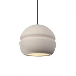 Radiance Sphere 1-Light Brushed Nickel Ceramic Pendant with Bisque Shade by Justice Design