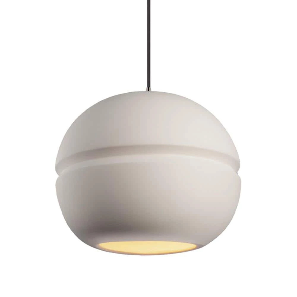 Radiance Sphere 1-Light Brushed Nickel Ceramic Pendant with Bisque Shade by Justice Design 3 Radiance Sphere 1-Light Brushed Nickel Ceramic Pendant with Bisque Shade by Justice Design
