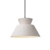 Radiance Trapezoid 1-Light Matte Black Ceramic Pendant with Bisque Shade by Justice Design -Justice Design Sales bisque justice design chandeliers cer 6420 bis mblk 64 1000