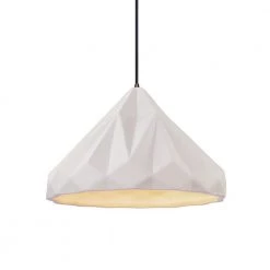 Radiance Geometric 1-Light Dark Bronze Ceramic Pendant with Bisque Shade by Justice Design