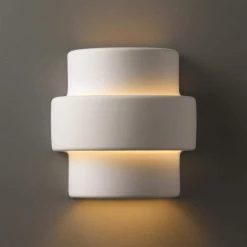 Ambiance 1-Light Small Step Bisque Wall Sconce by Justice Design -Justice Design Sales bisque justice design vanity lighting cer 2205 bis c3 1000