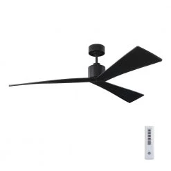 Adler 60 in. Indoor/Outdoor Black Ceiling Fan with Sloped Black Blades, DC Motor and 6-Speed Remote Control by Monte Carlo