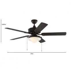 Haven 52 in. Indoor/Outdoor Bronze LED Ceiling Fan with Light Kit by Monte Carlo -Justice Design Sales bronze monte carlo ceiling fans with lights 5hvo52bzd 4f 1000
