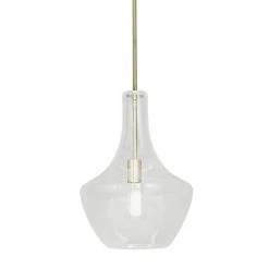 Fusion Harlow 60-Watt Integrated LED Brushed Brass Pendant with Seeded Glass Shade by Justice Design