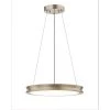 Fusion Bevel 33-Watt Integrated LED Brushed Brass Pendant with Opal Glass Shade by Justice Design