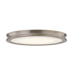 Fusion Bevel 16 in. 1-Light Brushed Brass LED Flush-Mount with Opal Glass Shade by Justice Design