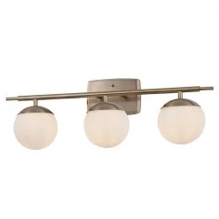 Fusion Epoch 25.5 in. 3-Light Brushed Brass Vanity Light Bar with Opal Glass Shade by Justice Design
