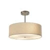 Textile Classic 3-Light Brushed Nickel Drum Pendant with Cream Linen Fabric Shade by Justice Design -Justice Design Sales brushed nickel justice design chandeliers fab 9591 crem nckl 64 1000