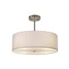 Textile Classic 3-Light Brushed Nickel Drum Pendant with White Linen Fabric Shade by Justice Design -Justice Design Sales brushed nickel justice design chandeliers fab 9591 whte nckl 64 1000