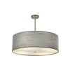 Textile Classic 6-Light Brushed Nickel Drum Pendant with Gray Linen Fabric Shade by Justice Design -Justice Design Sales brushed nickel justice design chandeliers fab 9592 gray nckl 64 1000