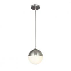 Fusion Ion 5-Watt Integrated LED Brushed Nickel Pendant with Opal Glass Shade by Justice Design