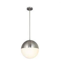 Fusion Ion 5-Watt Integrated LEDBrushed Nickel Pendant with Opal Glass Shade by Justice Design
