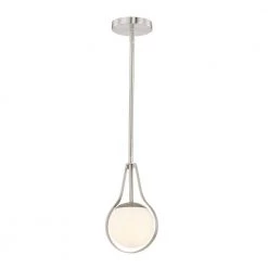 Fusion Pearl 5-Watt Integrated LED Brushed Nickel Mini-Pendant with Opal Glass Shade by Justice Design