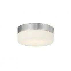 Fusion Pixel 5 in. 1-Light Brushed Nickel Round LED Flush-Mount with Opal Glass Shade by Justice Design