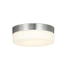 Fusion Pixel 7 in. 1-Light Brushed Nickel Round LED Flush-Mount with Opal Glass Shade by Justice Design