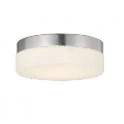 Fusion Pixel 9 in. 1-Light Brushed Nickel Round LED Flush-Mount with Opal Glass Shade by Justice Design