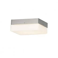 Fusion Pixel 7 in. 1-Light Brushed Nickel Square LED Flush-Mount with Opal Glass Shade by Justice Design
