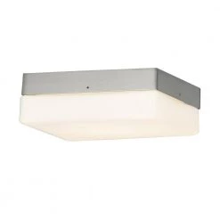 Fusion Pixel 9 in. 1-Light Brushed Nickel Square LED Flush-Mount with Opal Glass Shade by Justice Design