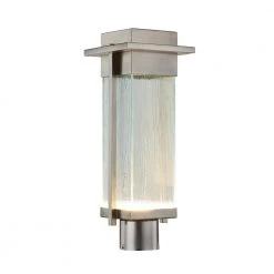 Fusion Collection Pacific Family 1-Light Nickel, Gray, Clear LED Outdoor Post Light by Justice Design