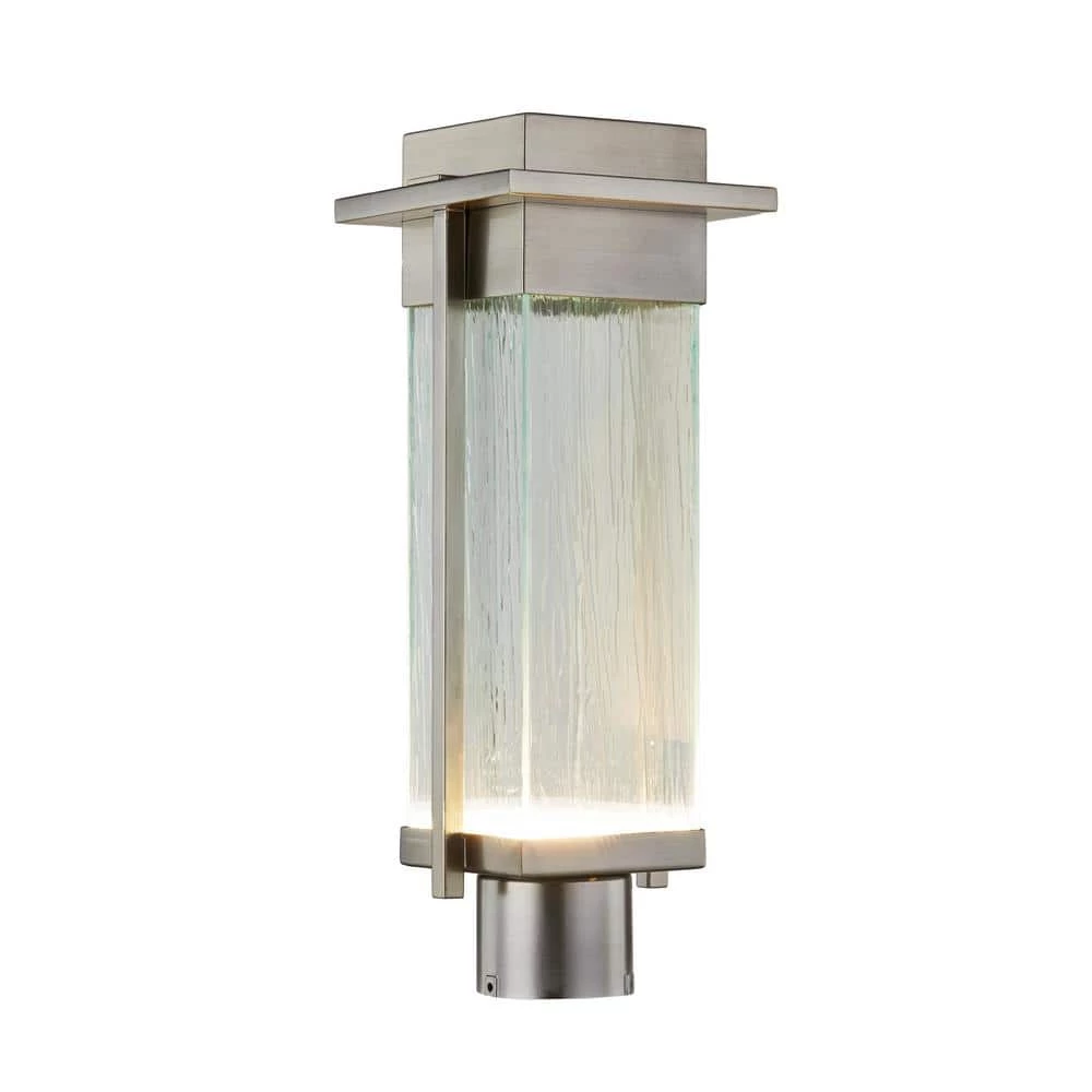 Fusion Collection Pacific Family 1-Light Nickel, Gray, Clear LED Outdoor Post Light by Justice Design 3 Fusion Collection Pacific Family 1-Light Nickel, Gray, Clear LED Outdoor Post Light by Justice Design