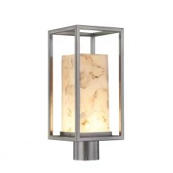 Alabaster Rocks! Collection - Laguna Family 1-Light Nickel, Silver, Gray, Yellow, Orange, Cream LED Outdoor Post Light by Justice Design