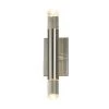 Acryluxe Kyber ADA 4.5 in. Brushed Nickel LED Wall Sconce with Up and Downlight and Clear Acrylic Shade by Justice Design -Justice Design Sales brushed nickel justice design vanity lighting acr 8842 cler nckl 64 1000