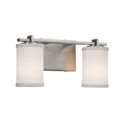 Textile Era 2-Light Brushed Nickel Bath Light with White Shade by Justice Design