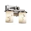 LumenAria 13 in. 2-Light Brushed Nickel Vanity Light with Faux Alabaster Resin Shade by Justice Design