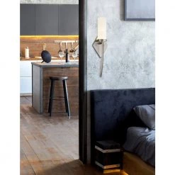 Fusion Pointe ADA 5.8 in. Brushed Nickel LED Wall Sconce with Opal Glass Shade by Justice Design -Justice Design Sales brushed nickel justice design vanity lighting fsn 4031 opal nckl 31 1000