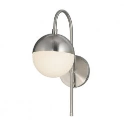 Fusion Ion 6 in. Brushed Nickel Wall Sconce with Opal Glass Shade by Justice Design
