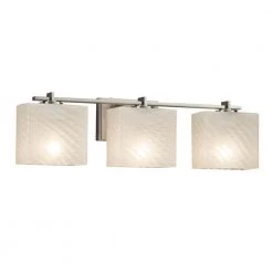 Fusion Era 3-Light Brushed Nickel Bath Light with Weave Shade by Justice Design