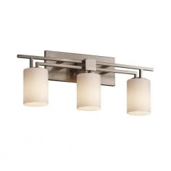 Fusion Aero 3-Light Brushed Nickel Bath Light with Opal Shade by Justice Design