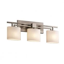 Fusion Aero 3-Light Brushed Nickel Bath Light with Opal Shade by Justice Design