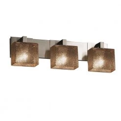 Fusion Modular 3-Light Brushed Nickel Bath Light with Mercury Glass Shade by Justice Design