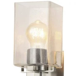Fusion Vice 5.5 in. Brushed Nickel LED Wall Sconce with Seeded Glass Shade by Justice Design -Justice Design Sales brushed nickel justice design vanity lighting fsn 8941 15 seed nckl c3 1000